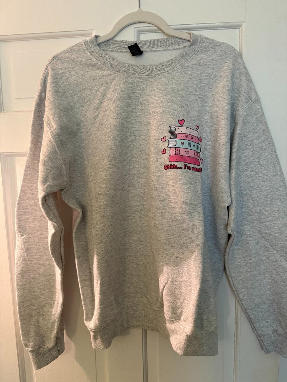 Gray Bookish Sweatshirt with Printed Graphics | M